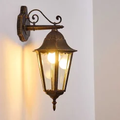 Applique Exterieure Hongkong Brun Dore, 1 Lumiere