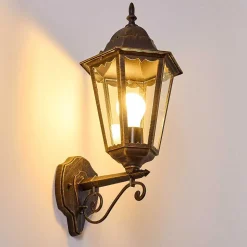 Applique Exterieure Hongkong Brun Dore, 1 Lumiere