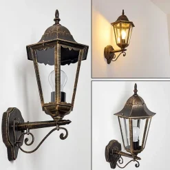 Applique Exterieure Hongkong Brun Dore, 1 Lumiere