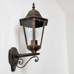 Applique Exterieure Hongkong Brun Dore, 1 Lumiere