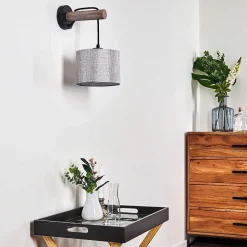 Applique Murale Adelboden Bois Fonce, Noir, 1 Lumiere