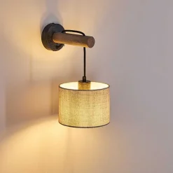 Applique Murale Adelboden Bois Fonce, Noir, 1 Lumiere