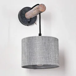 Applique Murale Adelboden Bois Fonce, Noir, 1 Lumiere