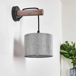 Applique Murale Adelboden Bois Fonce, Noir, 1 Lumiere