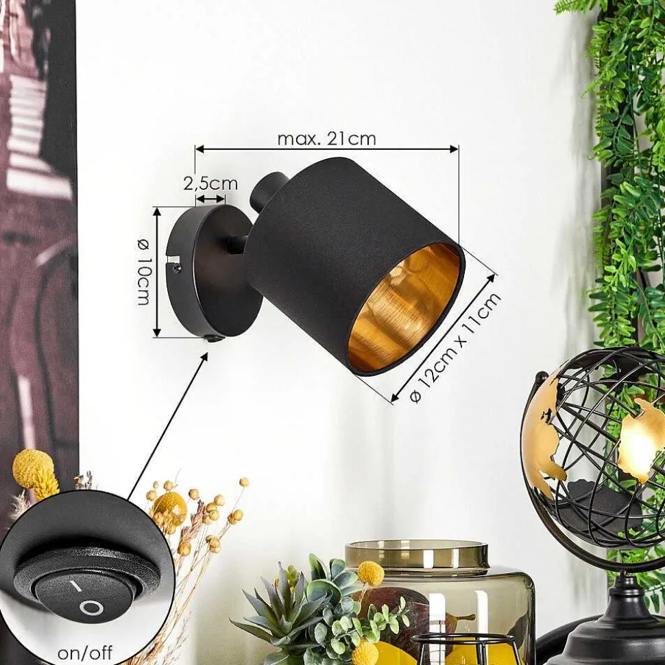 Applique Murale Alsen Noir, 1 Lumiere