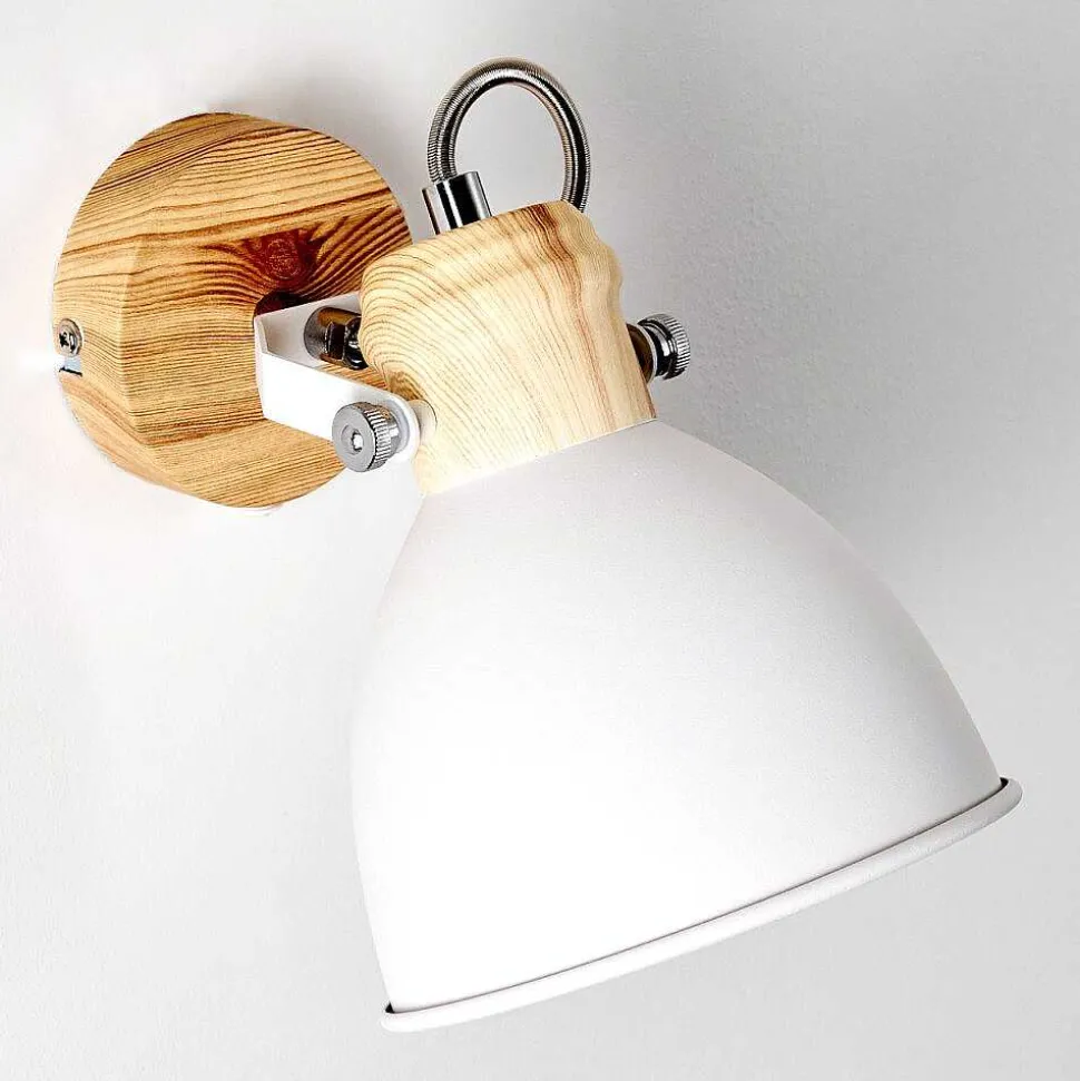 Applique Murale Banjul Bois Clair, Blanc, 1 Lumiere