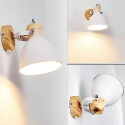 Applique Murale Banjul Bois Clair, Blanc, 1 Lumiere