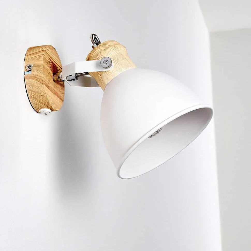 Applique Murale Banjul Bois Clair, Blanc, 1 Lumiere