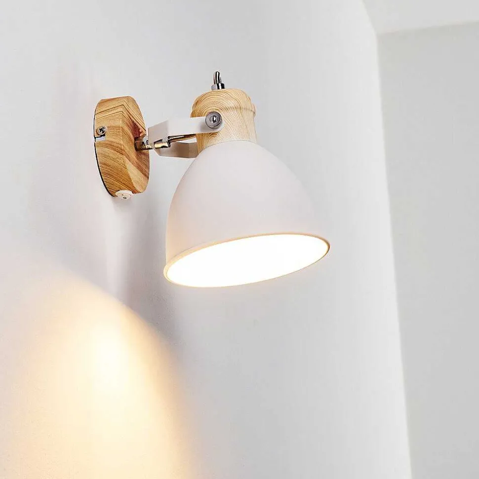 Applique Murale Banjul Bois Clair, Blanc, 1 Lumiere