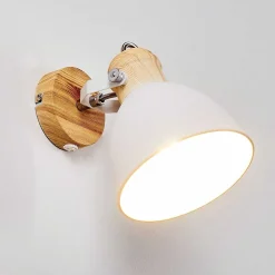 Applique Murale Banjul Bois Clair, Blanc, 1 Lumiere