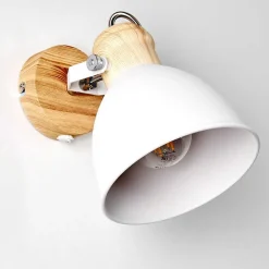 Applique Murale Banjul Bois Clair, Blanc, 1 Lumiere