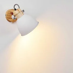 Applique Murale Banjul Bois Clair, Blanc, 1 Lumiere