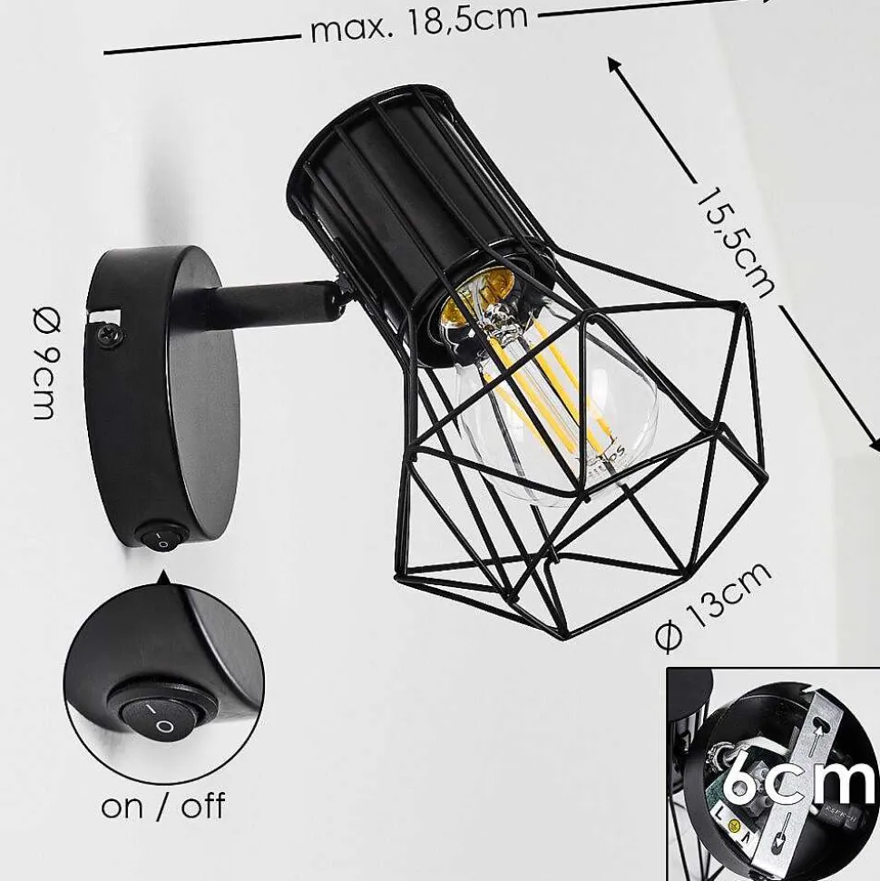 Applique Murale Bardhaman Noir, 1 Lumiere