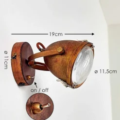 Applique Murale Butikon Rouille, 1 Lumiere