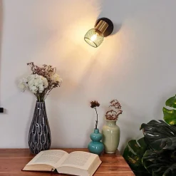 Applique Murale Cairns Vieux Laiton, Noir, 1 Lumiere