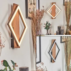 Applique Murale Cascade Led Brun, Couleur Bois, Noir, 1 Lumiere