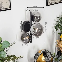 Applique Murale Chehalis Noir, 3 Lumieres