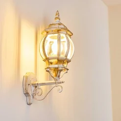 Applique Murale D'Exterieur Lentua Or, Blanc, 1 Lumiere