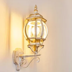 Applique Murale D'Exterieur Lentua Or, Blanc, 1 Lumiere