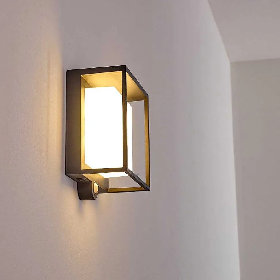 Applique Murale D'Exterieur Lansing Led Anthracite, 1 Lumiere, Detecteur De Mouvement