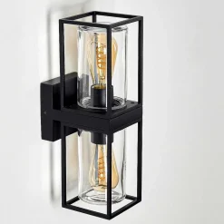 Applique Murale D'Exterieur Palanga Noir, 2 Lumieres