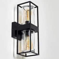 Applique Murale D'Exterieur Palanga Noir, 2 Lumieres