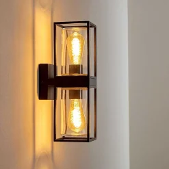 Applique Murale D'Exterieur Palanga Noir, 2 Lumieres