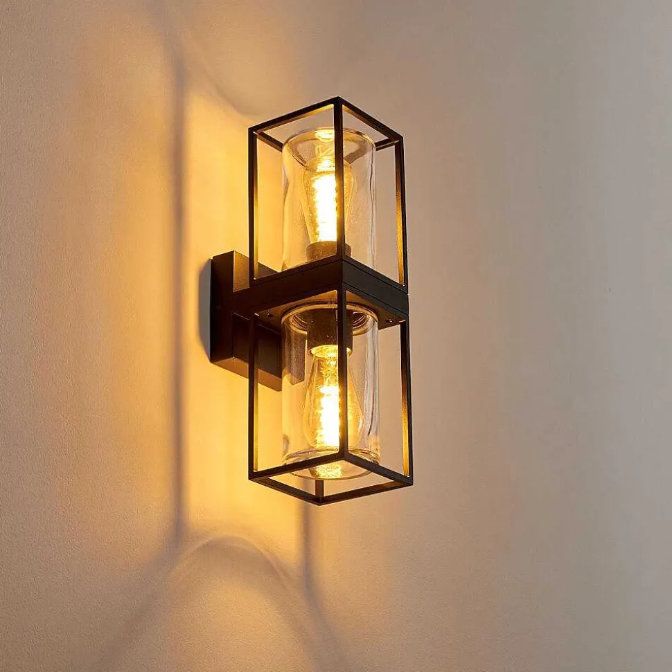 Applique Murale D'Exterieur Palanga Noir, 2 Lumieres