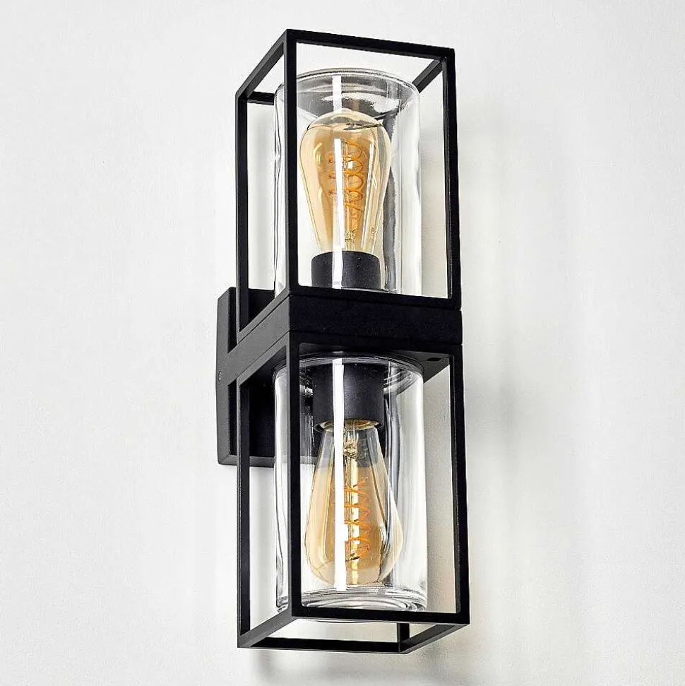 Applique Murale D'Exterieur Palanga Noir, 2 Lumieres