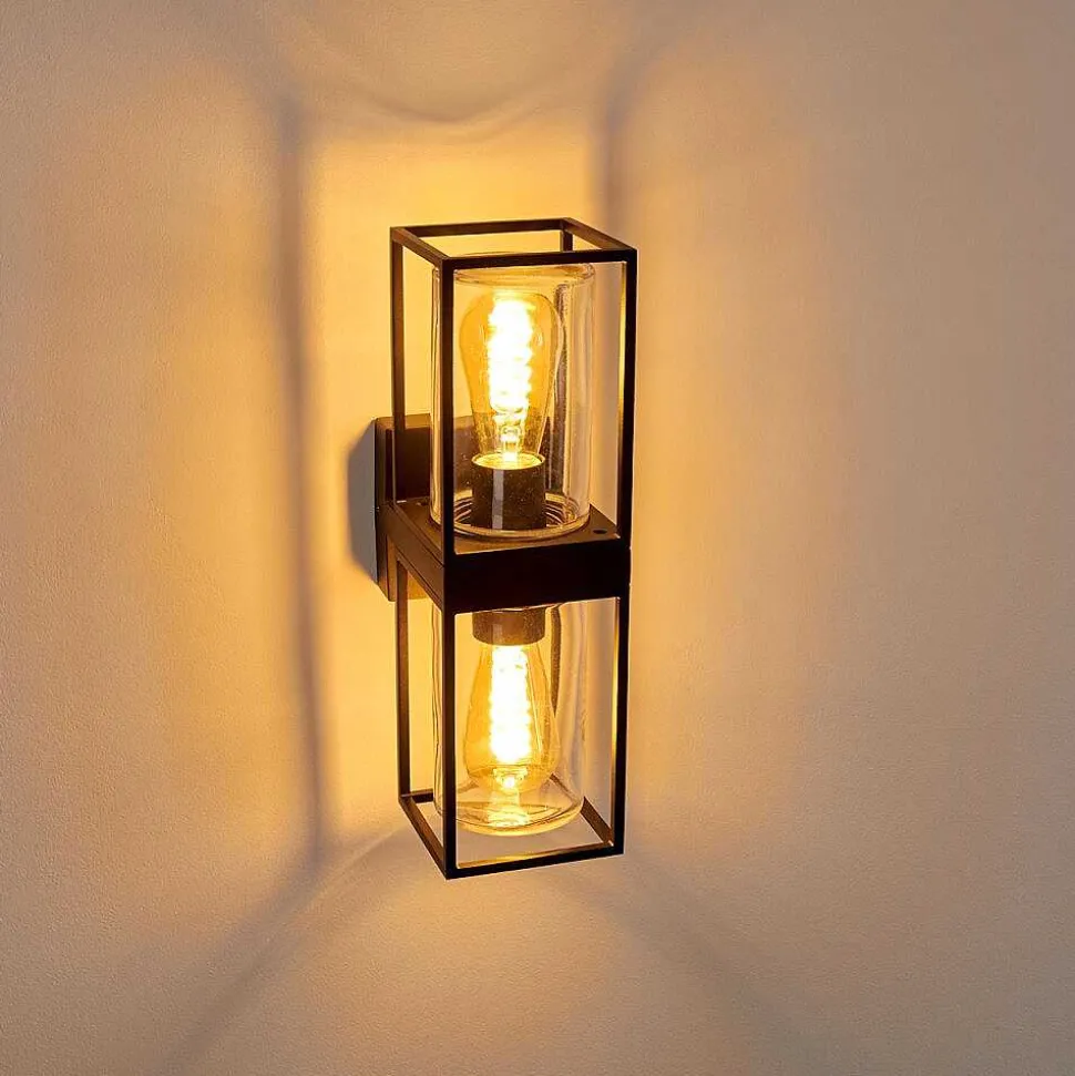 Applique Murale D'Exterieur Palanga Noir, 2 Lumieres