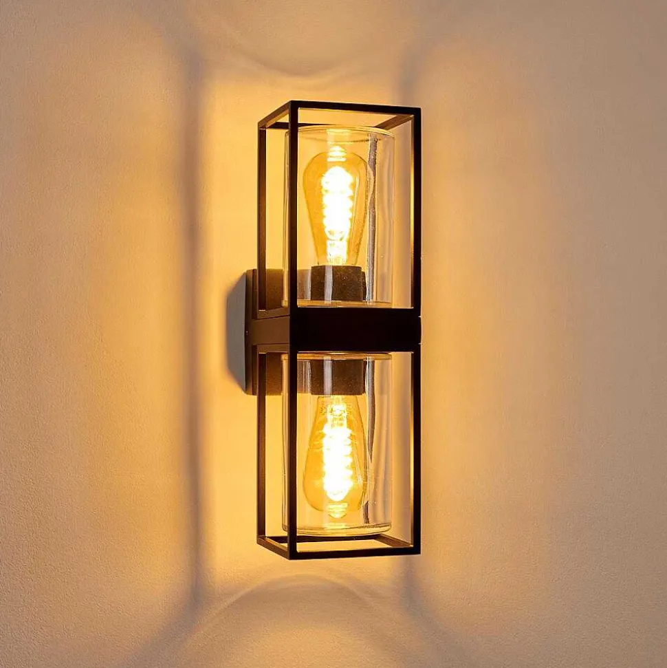 Applique Murale D'Exterieur Palanga Noir, 2 Lumieres