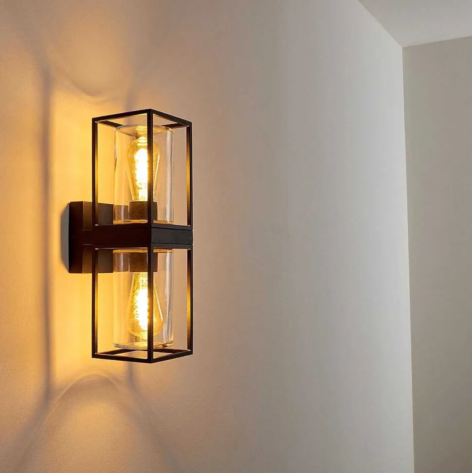 Applique Murale D'Exterieur Palanga Noir, 2 Lumieres