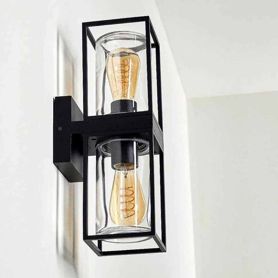 Applique Murale D'Exterieur Palanga Noir, 2 Lumieres