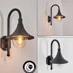 Applique Murale D'Exterieur Elgin Noir, 1 Lumiere