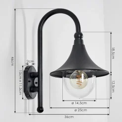 Applique Murale D'Exterieur Elgin Noir, 1 Lumiere