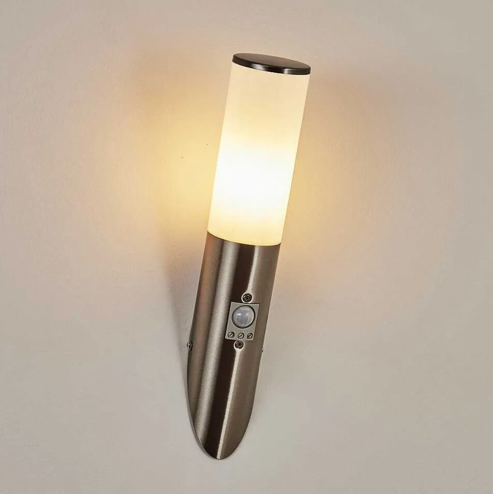 Applique Murale D'Exterieur Caserta Nickel Mat, 1 Lumiere, Detecteur De Mouvement