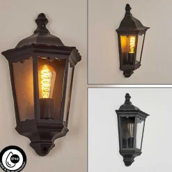 Applique Murale D'Exterieur Hongkong Noir, 1 Lumiere