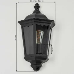 Applique Murale D'Exterieur Hongkong Noir, 1 Lumiere