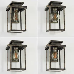 Applique Murale D'Exterieur Tieva Brun, Or, 1 Lumiere