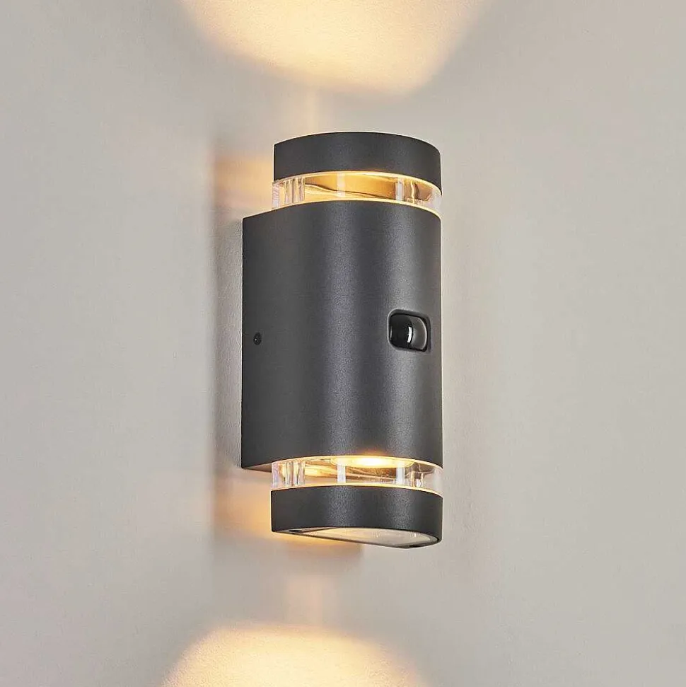 Applique Murale D'Exterieur Edevik Anthracite, 2 Lumieres, Detecteur De Mouvement