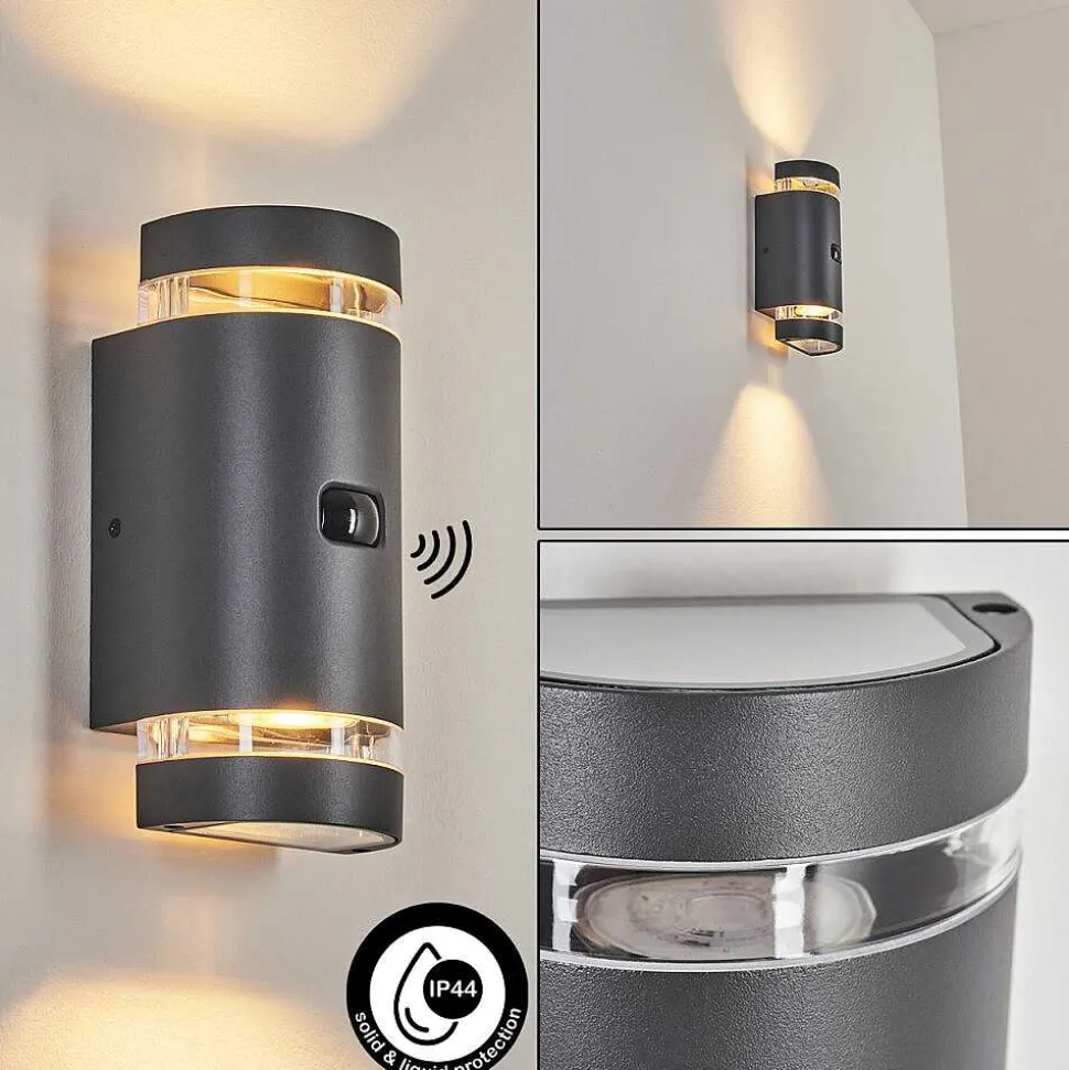 Applique Murale D'Exterieur Edevik Anthracite, 2 Lumieres, Detecteur De Mouvement