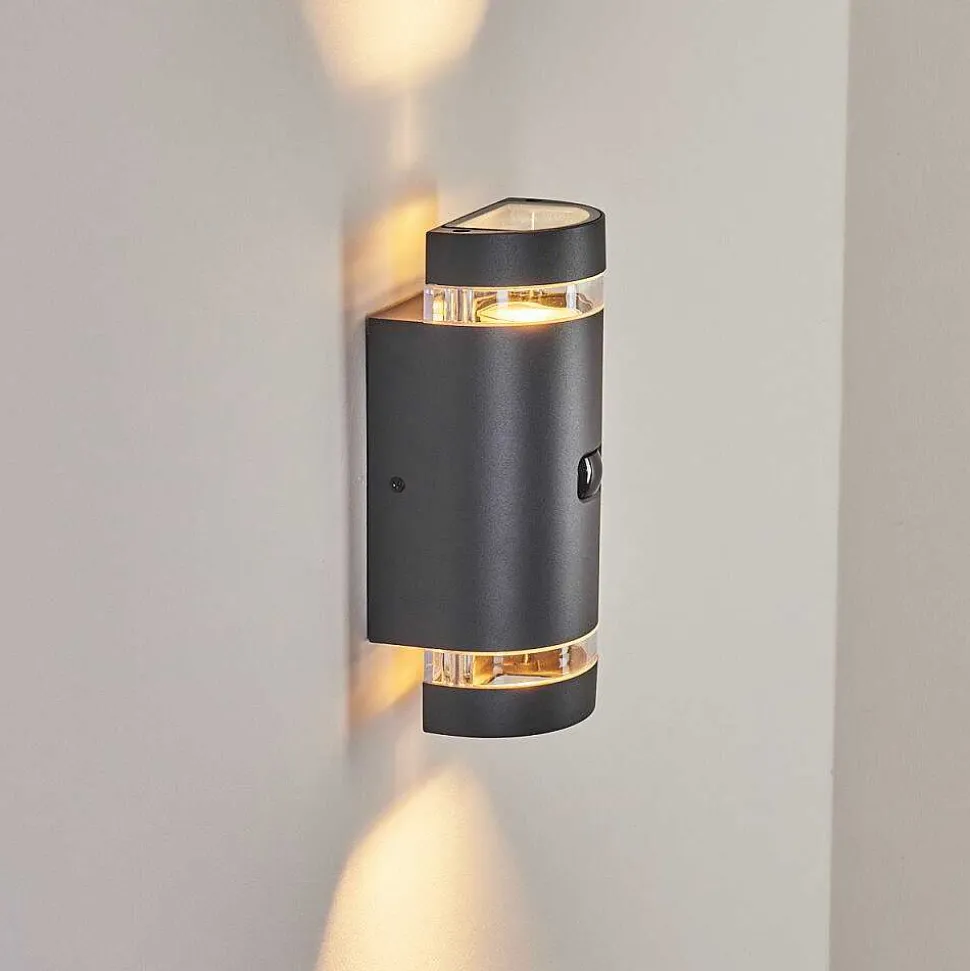 Applique Murale D'Exterieur Edevik Anthracite, 2 Lumieres, Detecteur De Mouvement