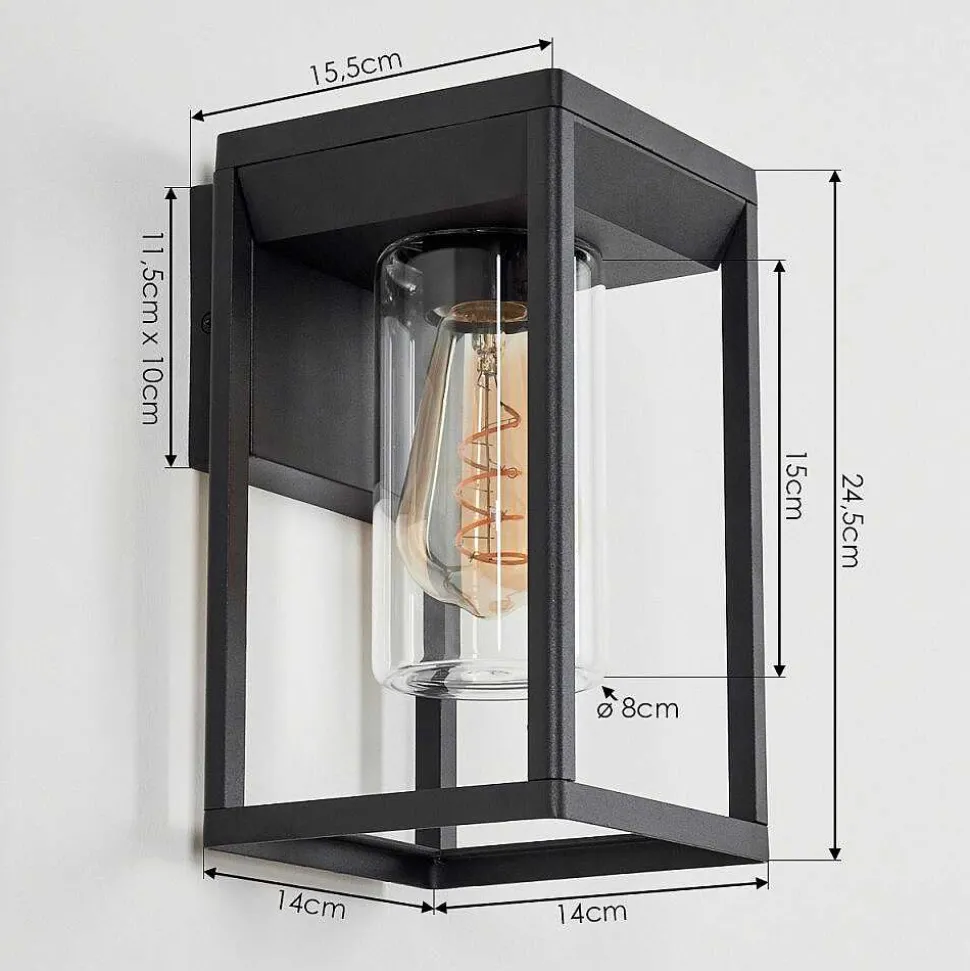 Applique Murale D'Exterieur Palanga Noir, 1 Lumiere