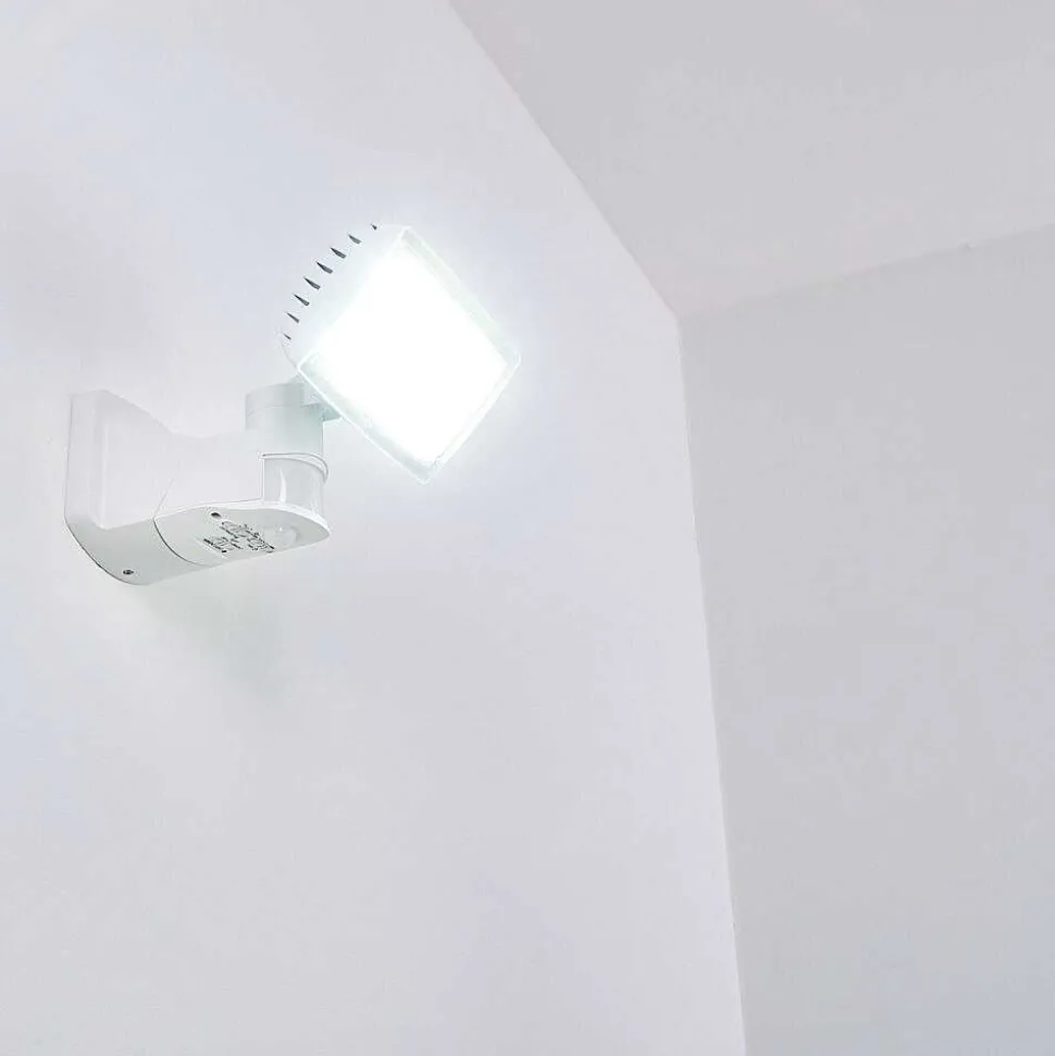 Applique Murale D'Exterieur Loit Led Blanc, 1 Lumiere, Detecteur De Mouvement