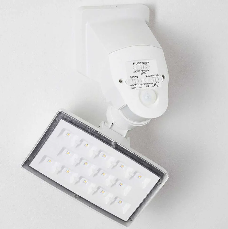 Applique Murale D'Exterieur Loit Led Blanc, 1 Lumiere, Detecteur De Mouvement