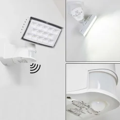 Applique Murale D'Exterieur Loit Led Blanc, 1 Lumiere, Detecteur De Mouvement