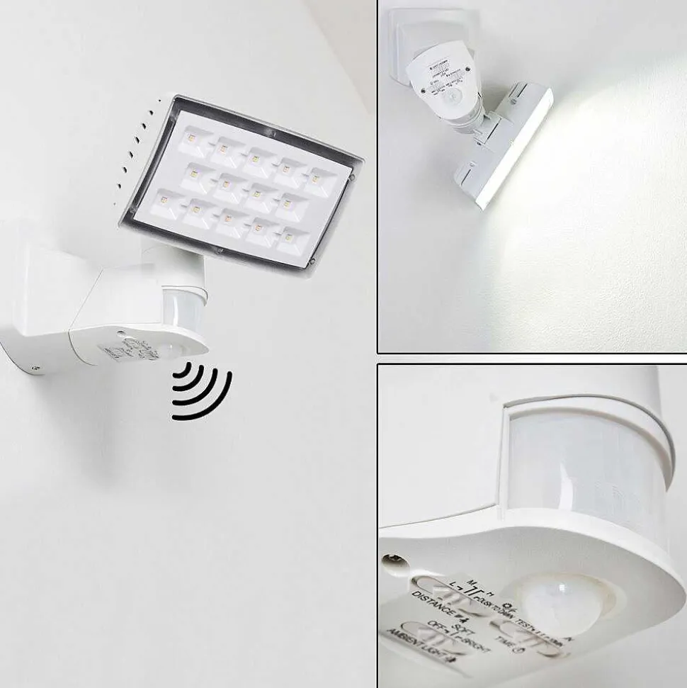 Applique Murale D'Exterieur Loit Led Blanc, 1 Lumiere, Detecteur De Mouvement