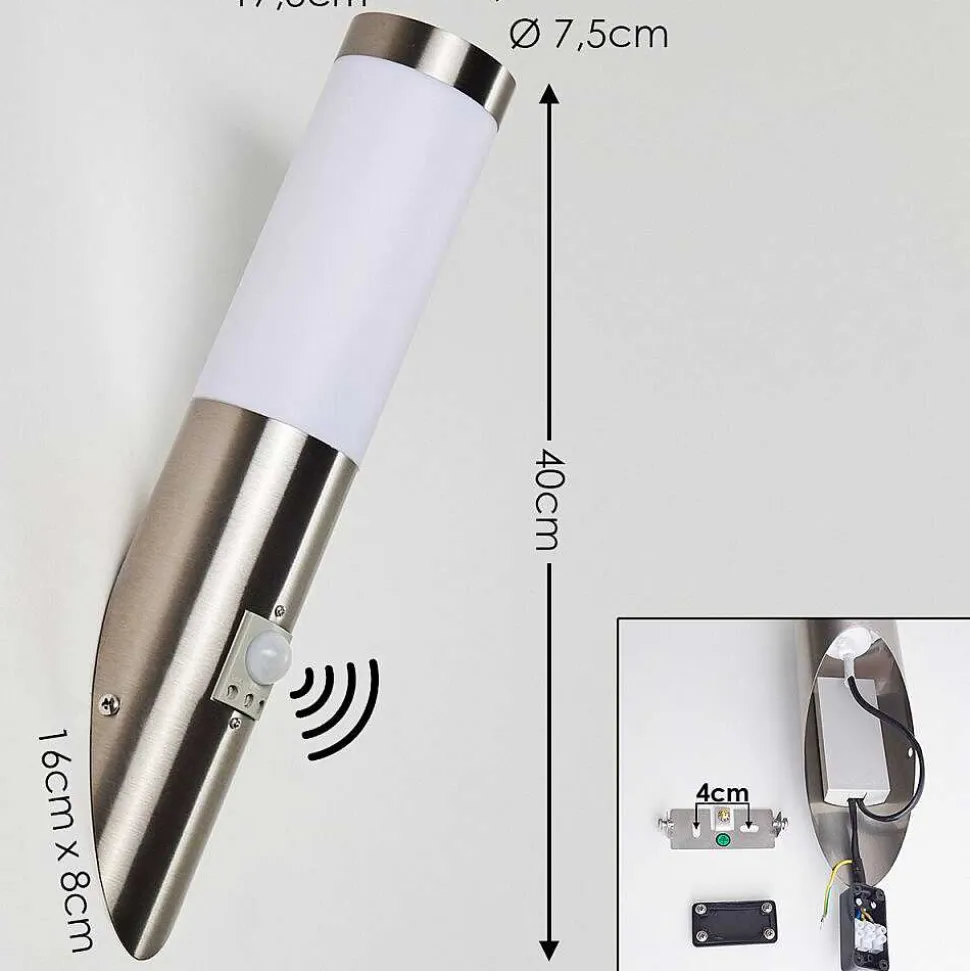 Applique Murale D'Exterieur Norburg Acier Inoxydable, 1 Lumiere, Detecteur De Mouvement