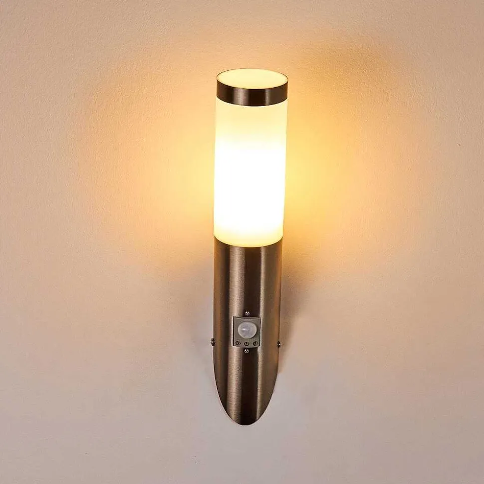 Applique Murale D'Exterieur Norburg Acier Inoxydable, 1 Lumiere, Detecteur De Mouvement