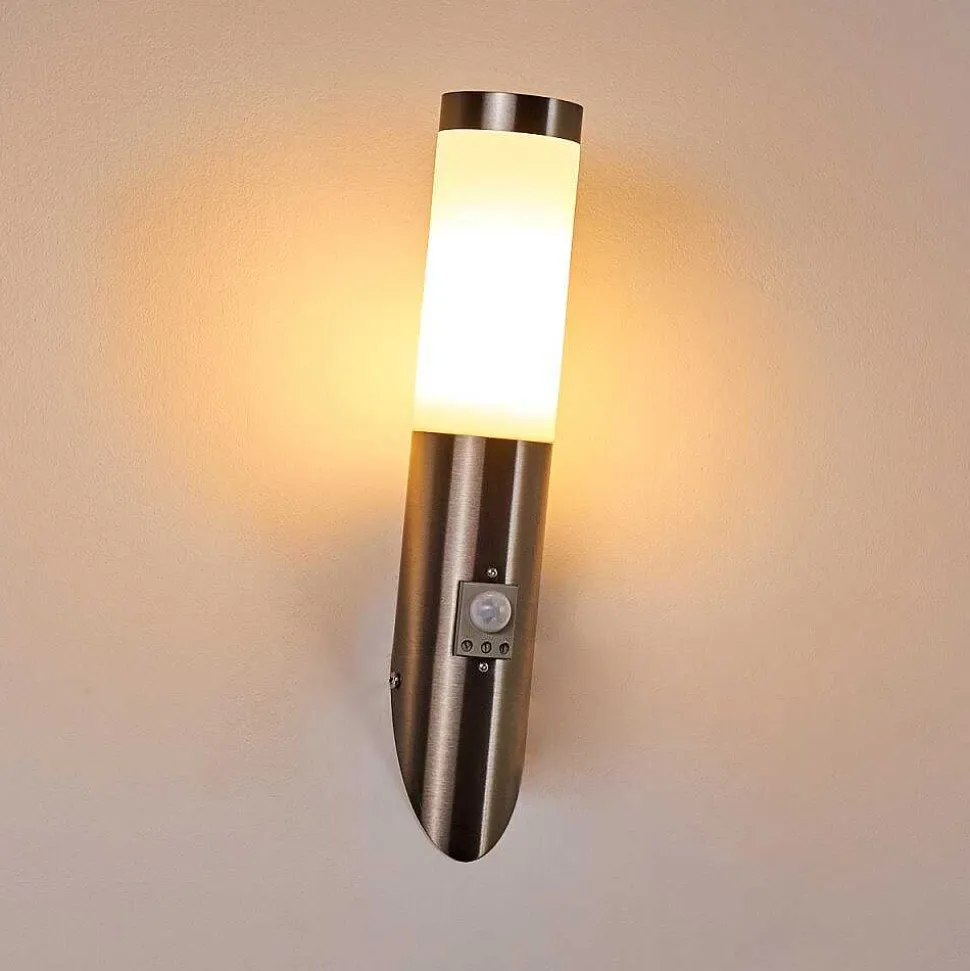 Applique Murale D'Exterieur Norburg Acier Inoxydable, 1 Lumiere, Detecteur De Mouvement